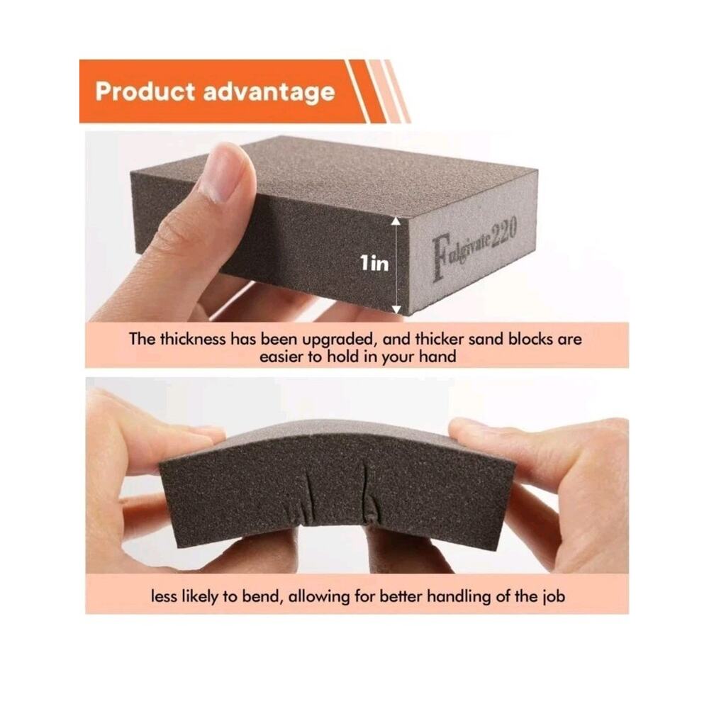 12-Pack Sanding Sponge,4 Sizes 60/80/120/220, Three Pieces per Grain... - Picture 3 of 4
